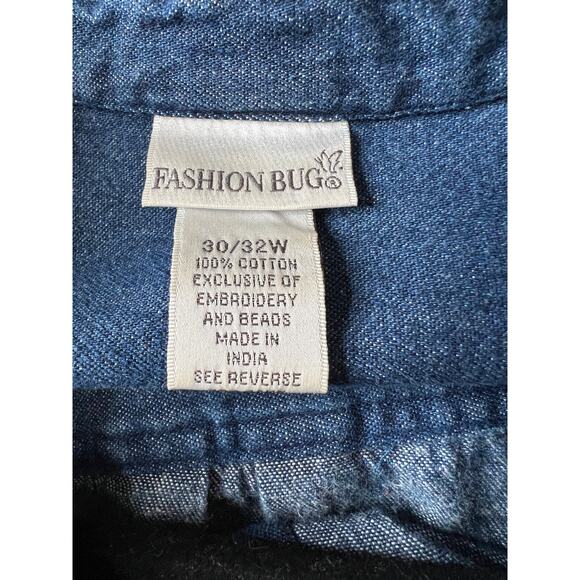 Fashion Bug size 30W Christmas button-up shirt denim teddy bears snow flakes - Picture 8 of 8